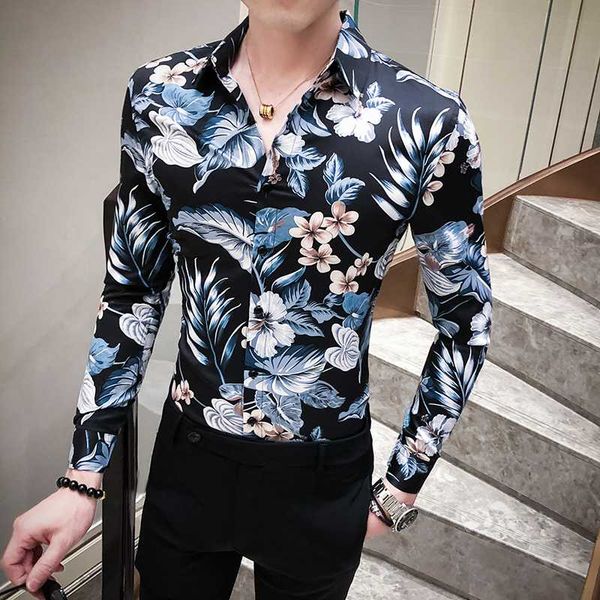 

trend цветочная рубашка с длинным рукавом 2020 цветочные рубашки камиза social club party барокко chemiise homme stretch мужской 3xl, White;black