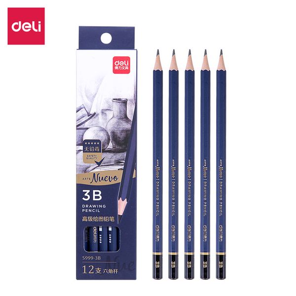 

deli 3b advanced art drawing pencil student sketch sketching pencils for kids 12pcs/box s999 lapiz lapices