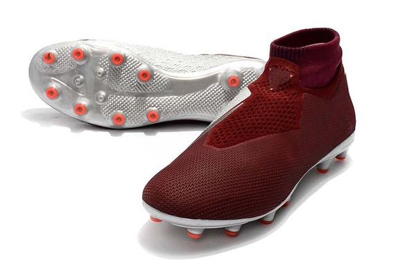 

boutique 2019 men knitted fg/ag football shoes outdoor vision college mg shadow series football shoes red white football boots