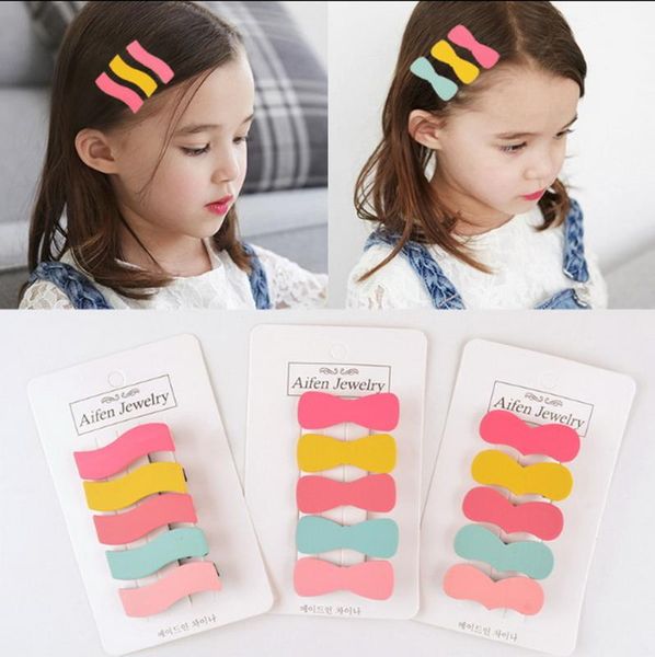 

dhl 500set 5pcs/set children colorful barrettes korean hair clip girls kids cute chic hair accessories headwear, Slivery;white