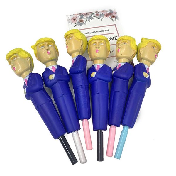 

2020 donald trump squishy pen slow rebound decompression toy simulated cartoon funny pens cap slow rising squeeze novelty toys sale