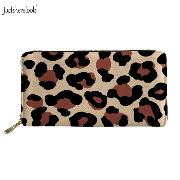 

jackherelook fashion leopard pattern women's leather wallets cards holder long woman money bag girls clutch zipper purse, Red;black