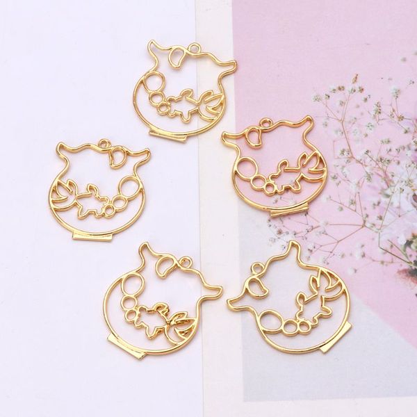 5Pcs Goldfish Bowl Frame Pendant Open Bezel Blank Setting UV Resin Jewelry Charm