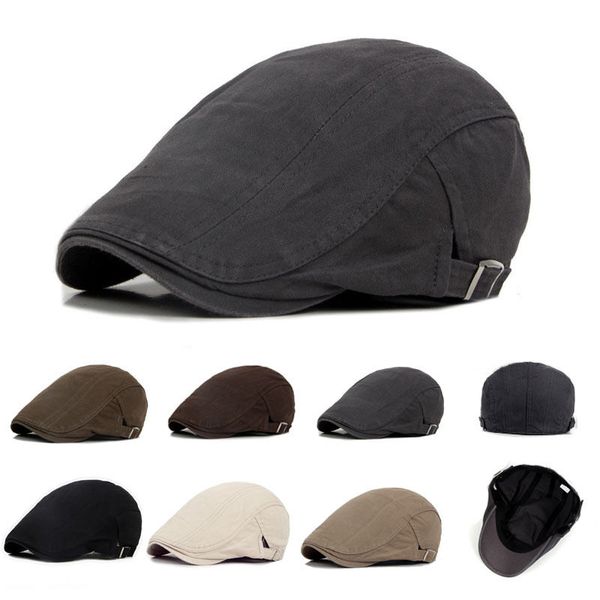 

men's hat berets cap golf driving sun flat newsboy cap casual solid fashion hats black khaki coffee gray, Blue;gray