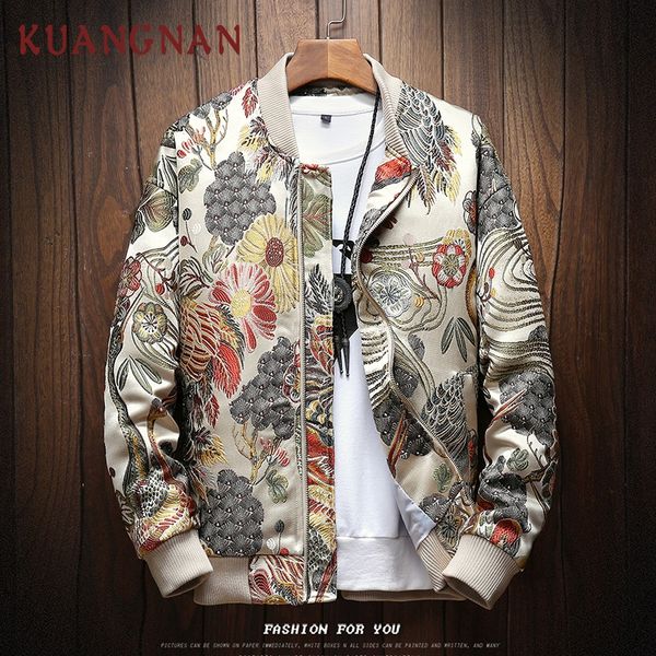 

kuangnan japan style embroidery jacket men streetwear bomber jacket men coat windbreaker clothes coat hip hop 2019, Black;brown