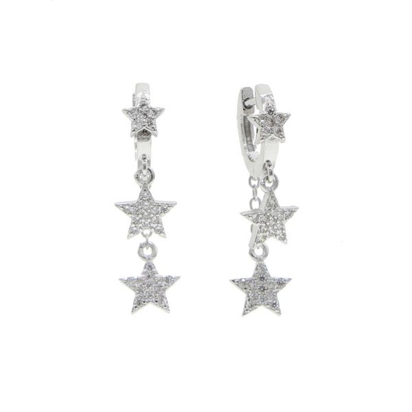 

2020 christmas gift romantic cz star charm tassel chain dangle women star earring, Silver