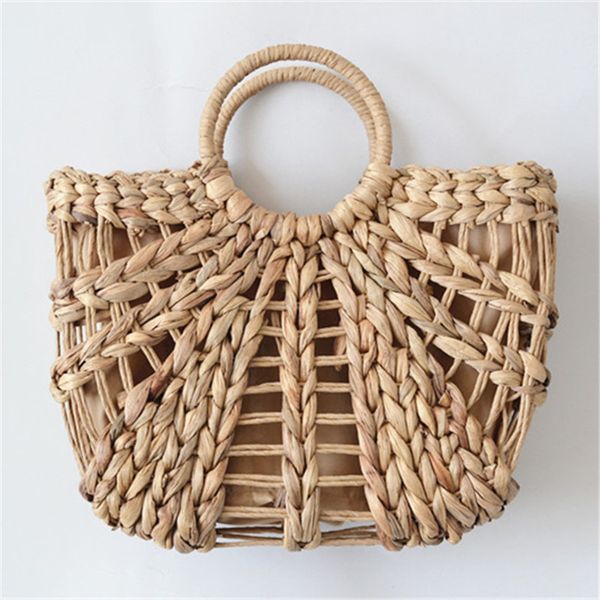 

summer vacation handbags drawstring basket bag bohemian beach bag for women cute handmade straw bags travel tote dropshipping