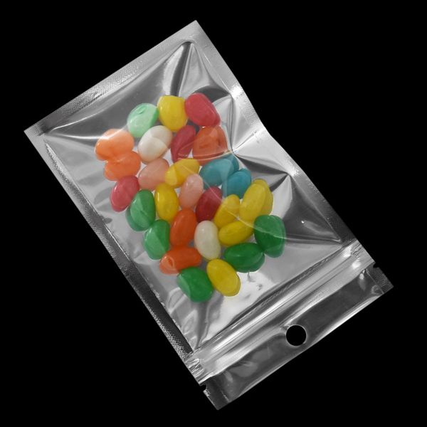 

12*20cm 100pcs/lot aluminum foil packing bags mylar foil packing pouch food grade zip lock with hang hole reusable packaging pouches