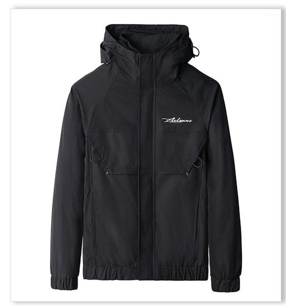 

color outerwear mens standard long sleeve clothes mens fashion hooded jackets designer zipper letter print pure, Black;brown