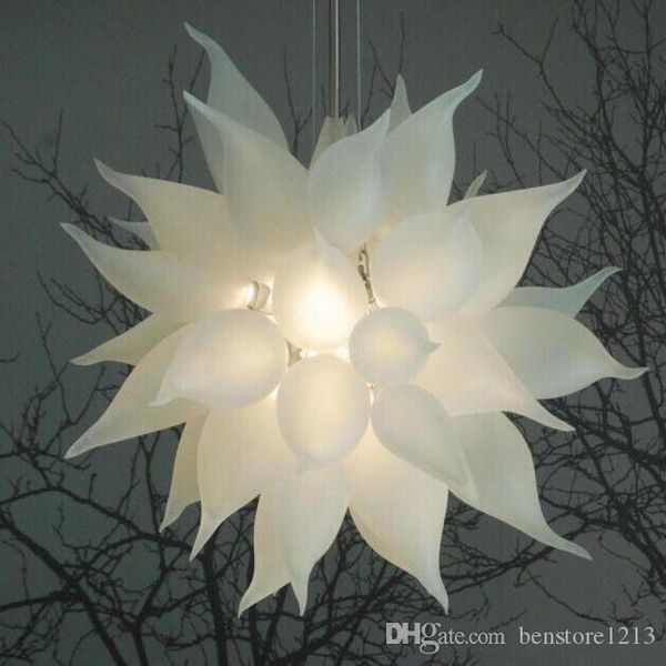 

european led crystal chandelier lights suspension frosted white glass pendant lamp italian hand blown glass chandelier lighting