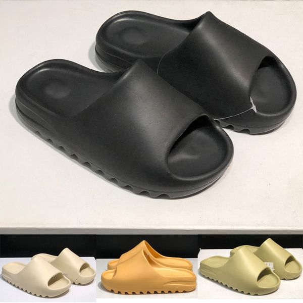 

2020 summer kanye west bone foam desert sand fashion runner slide men women desinger slippers beach indoor sandals shoes, Black