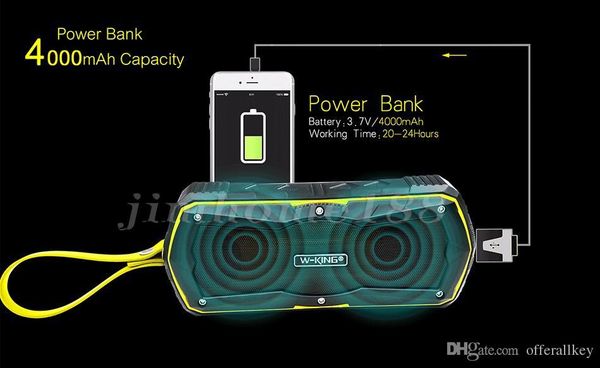 

170wholesale- w-king 4000mah power bank portable wireless bluetooth speaker outdoor waterproof stereo speaker bicycle speaker for mobile pho