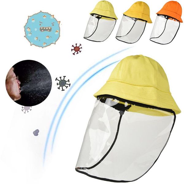 

new child casual solid anti-spitting bucket hat dustproof cover cap bucket hat mask dust-proof full face cover shield
