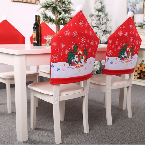 

new christmas new non-woven chair set cartoon old man snowman stool set christmas chair cover hat wholesale home decoration