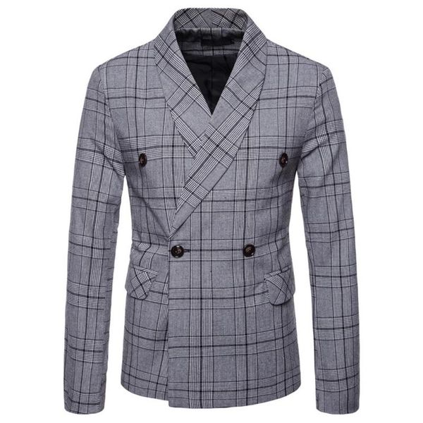 

plaid wedding suit 2019 fashion check suit men vintage prom banquet men slim fit double breasted jacket in stock, White;black