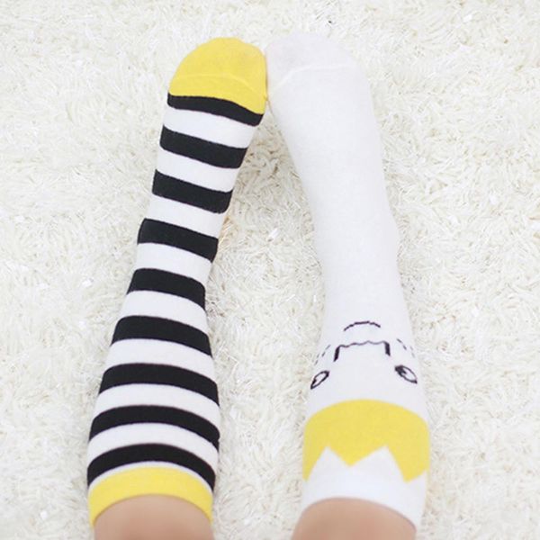 

spring medium socks for toddler baby boys girls socks fashion stripe cute cartoon crown print kids medium socks for infant baby, Pink;yellow