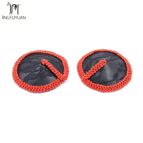 

2pcs round shape nipple cover adhesive beast petals lace decor women intimates reusable 1 pair nipple covers, Black;white