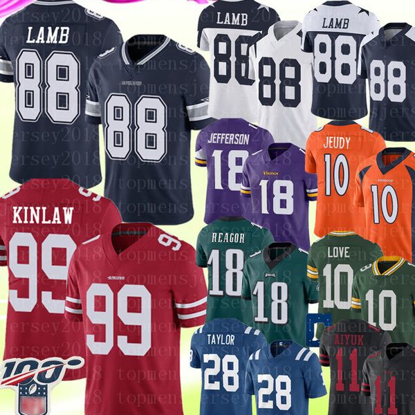 

2020 Даллас Ковбой 88 Цед Lamb Джерси 49er Javon Kinlaw 99 Chase Young 18 Джастин Джефферсон Джерри Jeudy 28 Jonathan Taylor Aiyuk L