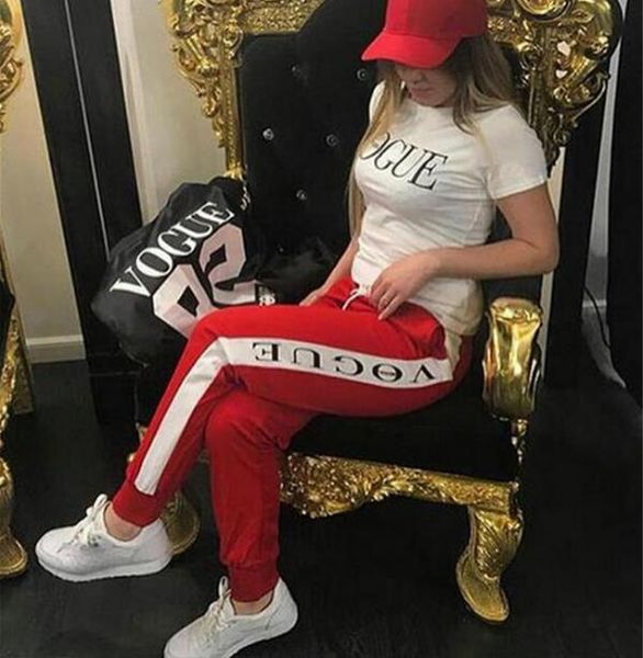 

леди спортивный костюм осень зима женский костюм vogue письмо отпечатано 0-образным вырезом толстовка + лоскутное длинные брюки 2 шт. набор, Gray
