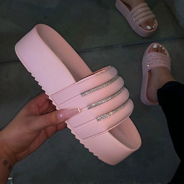 

puimentiua women's slippers fashion casual slippers thick platforms shoes flip flops ladies slides rome beach sandals, Black
