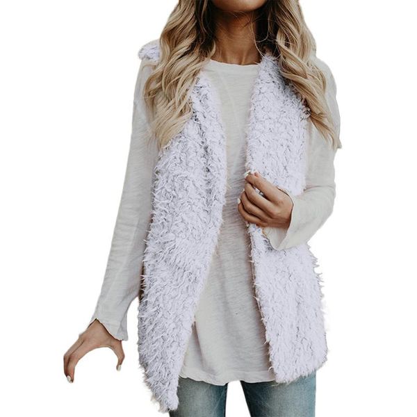 

women coat autumn slim vest fashion winter warm sleeveless open front cardigan ladies plus size, Black;white