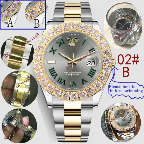 

16 datejust watertight watch 43mm 2813 automatic two different diamond styles stainless steel dial jubilee bracelet mens diamond watches, Slivery;brown