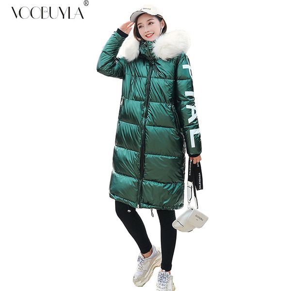 

winter jacket women 2019 winter female long parkas mujer coat women fake fur collar warm woman parka outerwear down jacket coat, Black