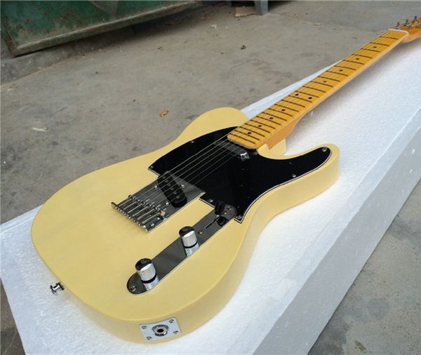 

custom deluxe tele cream vintage white esquire blonde tl electric guitar string thru body bridge, maple neck & fingerboard, drop shipping