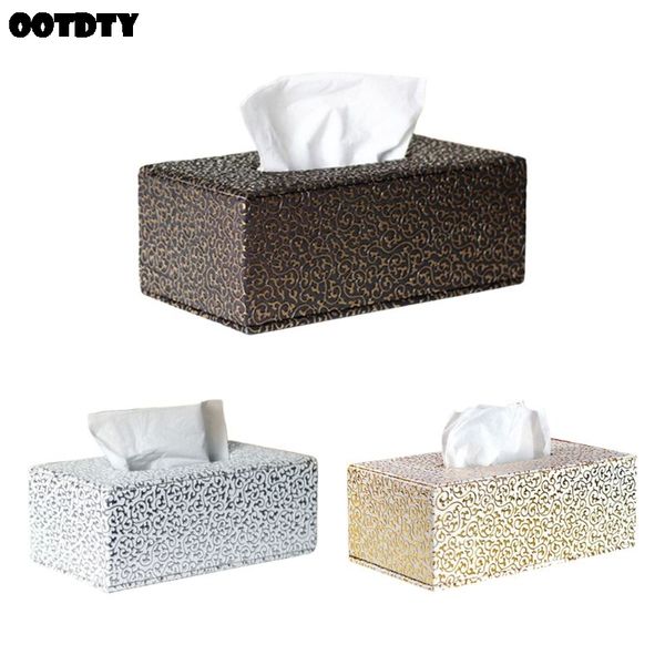 

прямоугольная кожа pu салфетка для лица box салфетка держатель для домашнего офиса автомобиля автомобильной украшения (черное золото декорат