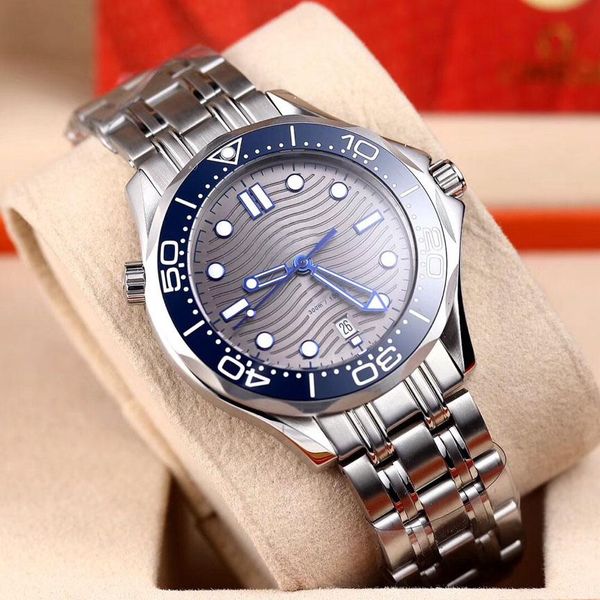 

41mm luxury mens watches professional 300m james bond007 gray 3 colors dial relojes automatic movement watch steel rubber men's wristwa, Slivery;brown