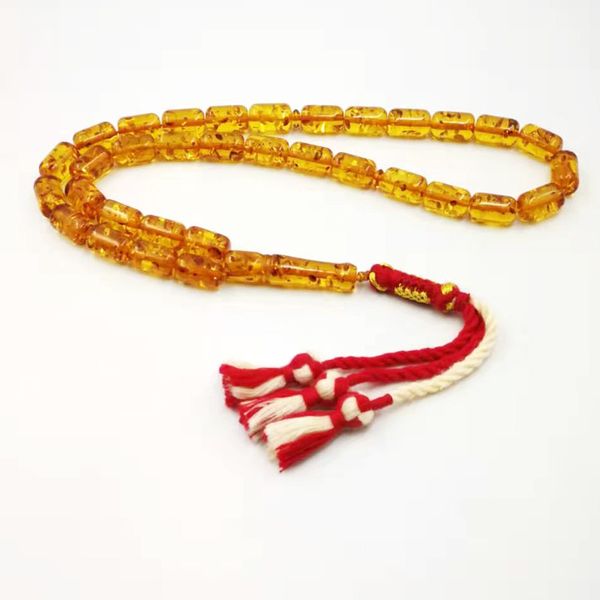 

ambers color tasbih 33 beads man's resin muslim rosary cotton tassel islam fashion bracelet arabic misbaha, Golden;silver