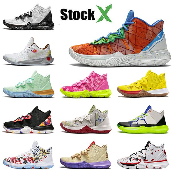

kyrie 5 pineapple house sponge bob squidward wholesale fashion basketball shoes trainers white 5s designer sneakers sport off men 7-12, White;red