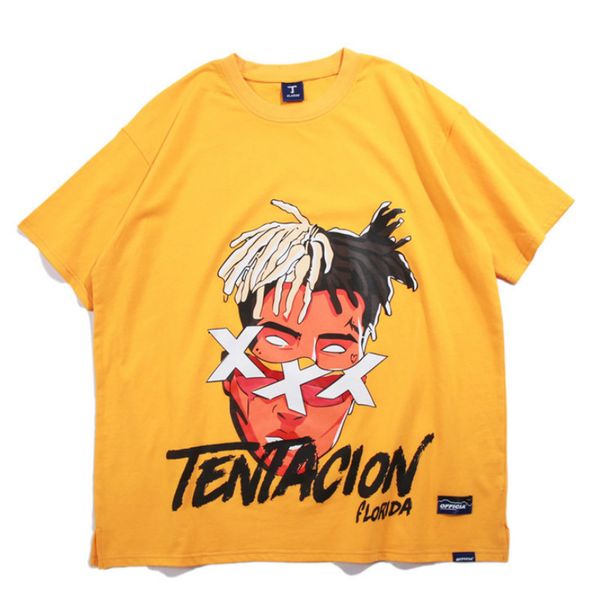 

Printed T Shirts Streetwear Hip Hop Casual Short Sleeve Tops Tees Men Tshirts Loose Black White Blue