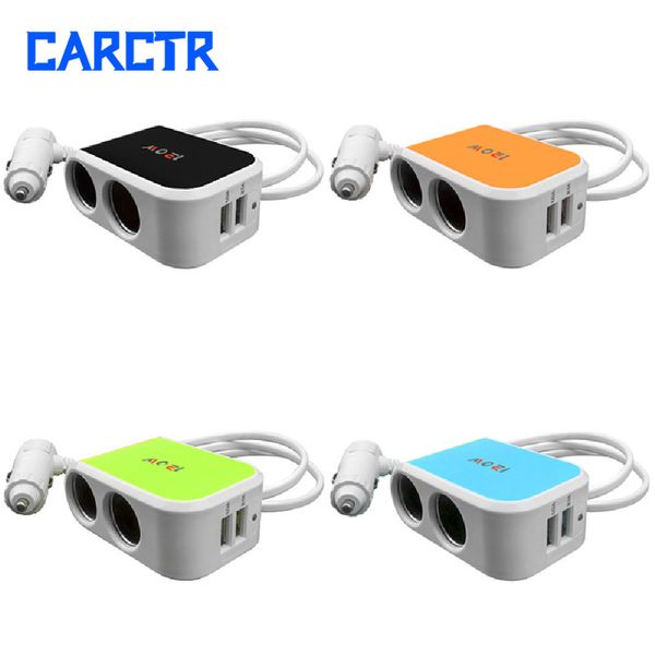 

car cigarette lighter high-power 120w one- to-two car cigarette lighter usb holder auto vehicle power splitter 4 colors 287