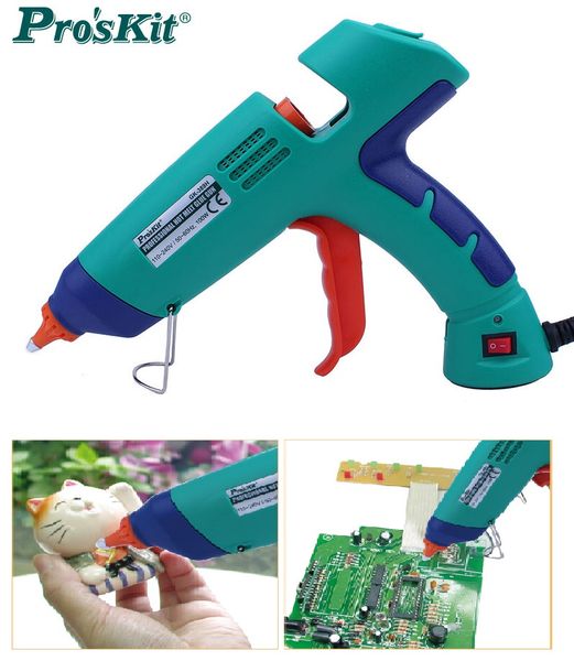 

pro'skit professional melt glue gun 80w / 100w ac 110v - 240v with 3 pcs 11mm glue sticks for diy or industrial