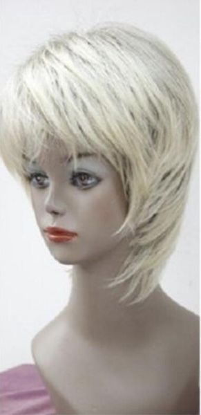 Wig Medium Golden Blonde Mix Black Short Women S Wig Ec