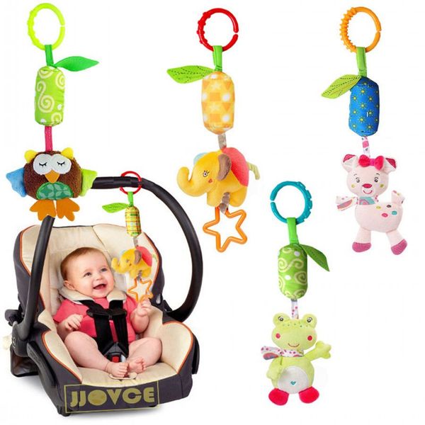 

lovely infant baby kids pram bed bells soft hanging toy animal handbells rattles