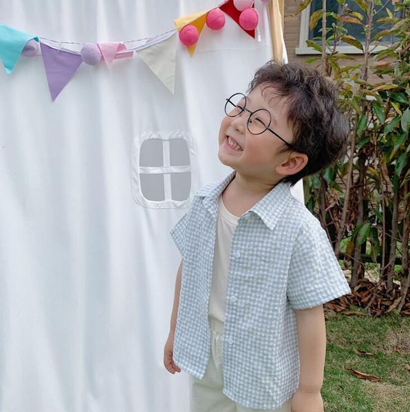 

2020 new wholesale girls boys plaid shirt fashion summer kids 1-7t ho764, White;black