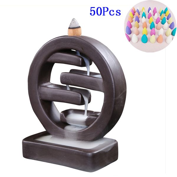 

f with 50pcs 20pcs ceramic backflow burner creative home decor incense holder censer living room office ornament q190613