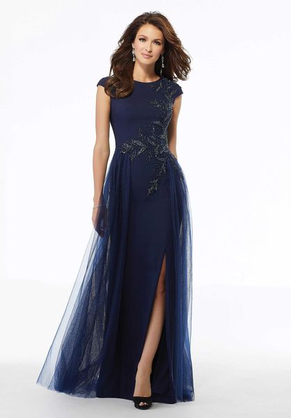 

mother of the bride dresses 2020 elegant a-line one side slit beaded satin tulle wedding party dresses bridal evening gowns plus size, Black;red