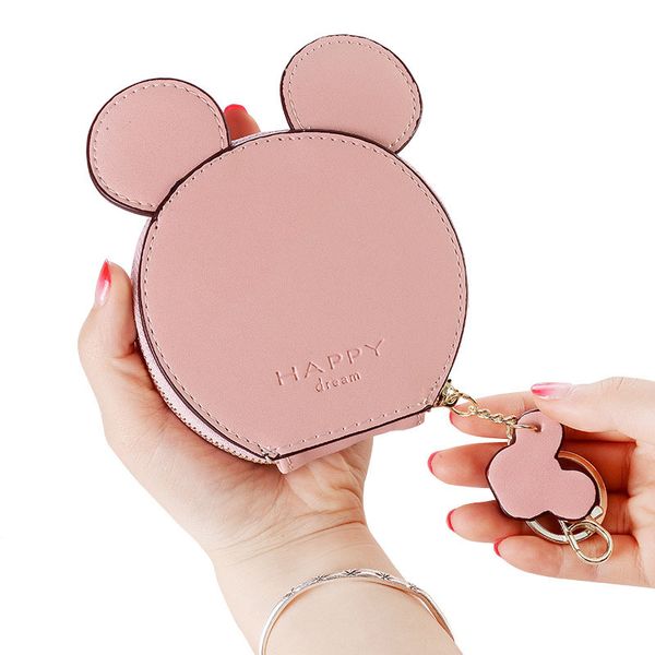 

pu leather cute mouse big ears coin purses women's kawaii zipper change purse wallet girls cartoon key small pouch bags, Red;black