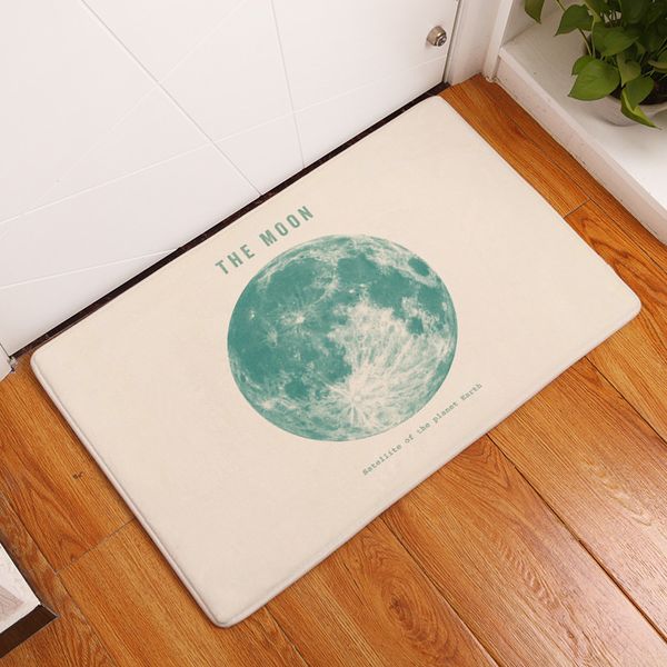 

3d planet print land mat door mat shower room kitchen toilet strip water uptake non-slip pad carpet bedroom office floor rug