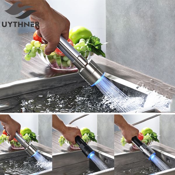 

uythner mutifuction kitchen faucet fixed rotatable replacement hand shower spray with led