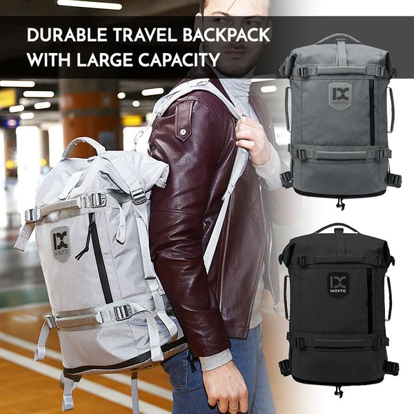 

men women duffel backpack shoulder outdoor trip travel bag lapcanvas bag camping compartment earphone hole shopping