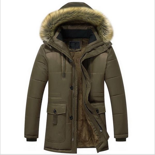 

mens new fashion winter jacket men thick casual outwear jackets men's hooded windproof parkas velvet warm coat plus size 6xl, Black