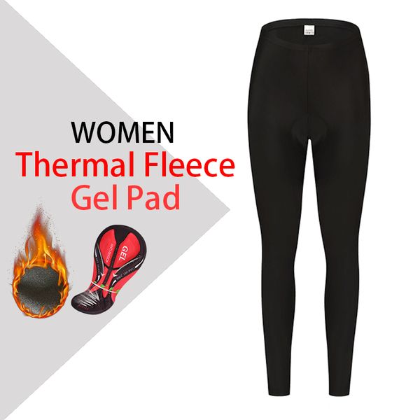 

2018 winter gel pad bib pants women's thermal fleece cycling tights sport long shorts mtb mountain bike bicycle trousers female, Black