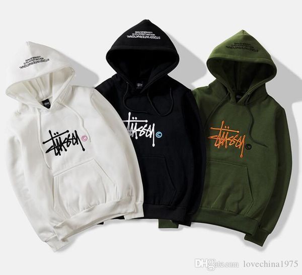 

2020 autumn long sleeve sweatshirts 19ss stussy embroidered hat plucked men's and women's couples cotton fashion hoodies, Black