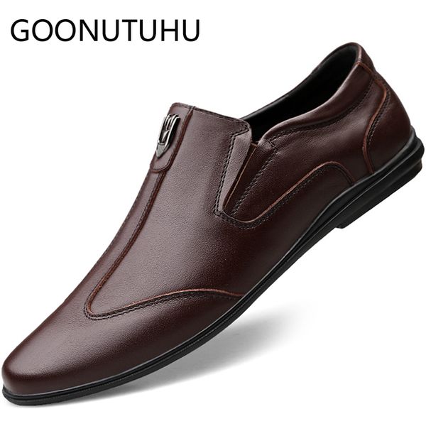 

2019 new fashion men's shoes casual genuine leather loafers male brown & black slip on shoe man driving shoes for men size 37-45