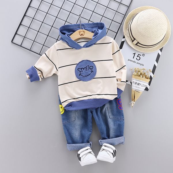 

toddlerbaby boys girls clothes sets hooded sweatshirt jeans clothing set for spring autumn fashion baby boy casual set, White