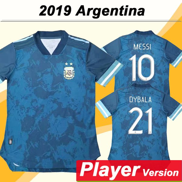 

2019 argentina national team player version messi di maria higuain mens soccer jerseys dybala home football shirts aguero short uniforms, Black;yellow